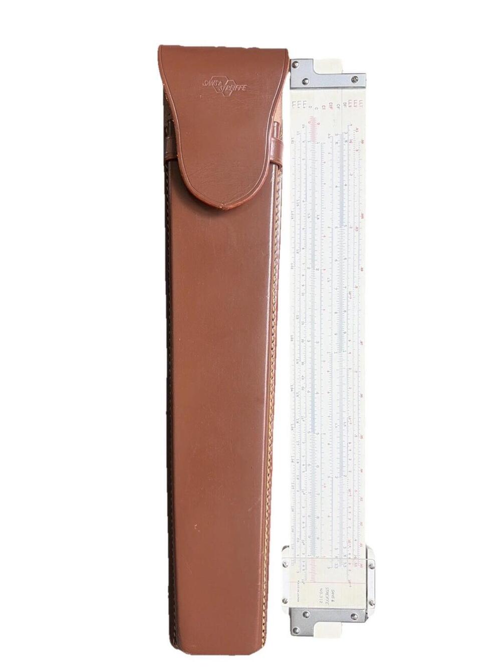 Sans & Streiffe No. 312 Slide Rule w/ Leather Case. Chicago. 1960s